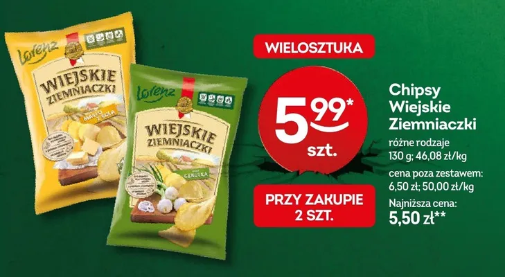 Chipsy wiejskie ziemniaczki różne rodzaje promocja w Żabka