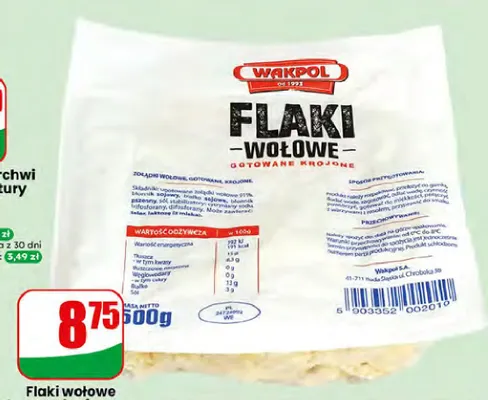 Flaki wołowe gotowane krojone Wakpol promocja w Dino