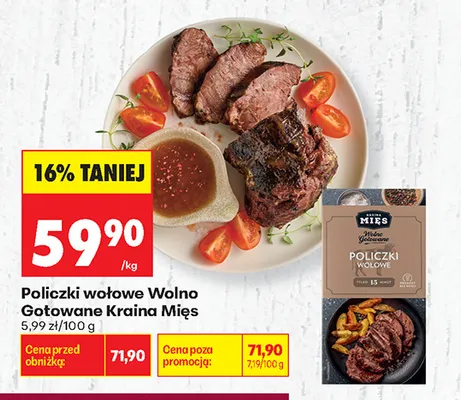 Policzki wołowe Wolno Gotowane Kraina Mięs promocja w Biedronka