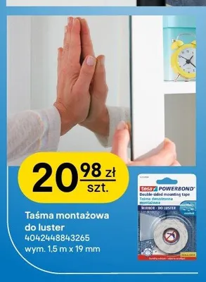 Taśma montażowa do luster Tesa Powerbond Mirror 1,5 m x 19 mm promocja w Castorama