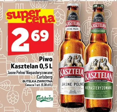 Piwo Kasztelan Niepasteryzowane 0,5 l promocja w TOPAZ