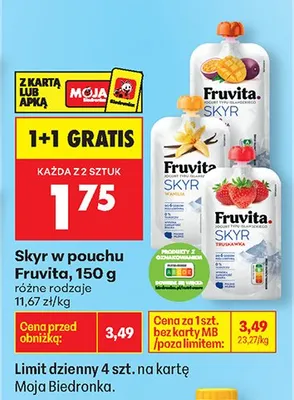 Skyr w pouchu, różne rodzaje promocja w Biedronka