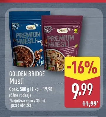 Musli Golden Bridge Premium Fruit promocja w Aldi