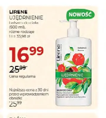 Balsam do ciała ujędrnienie Lirene promocja w Drogerie Jawa