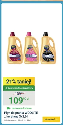 Płyn do prania Woolite z keratyną 3-pak 3,6l promocja w ERLI