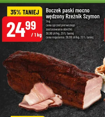 Boczek paski mocno wędzony Rzeźnik Szymon promocja w POLOmarket