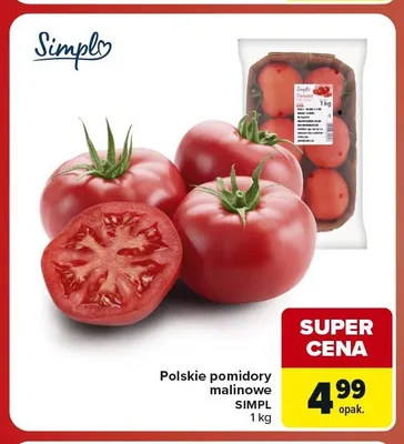 Pomidory malinowe polskie Simply promocja w Carrefour Market