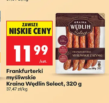 Frankfurterki myśliwskie Kraina Wędlin Select promocja w Biedronka