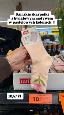 Skarpetki damskie z kwiatowym motywem w pastelowych kolorach promocja w Biedronka