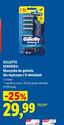 Maszynka do golenia dla mężczyzn z 8 wkładami Gillette Sensor3+ promocja w Lidl