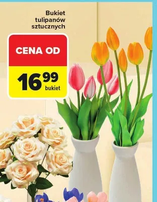 Bukiet tulipanów sztucznych promocja w Carrefour Market