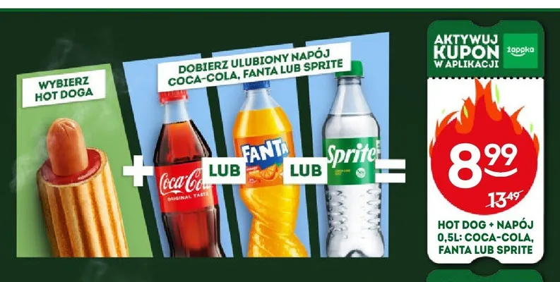 Zestaw Hot Dog + napój Coca-Cola, Fanta lub Sprite promocja w Żabka