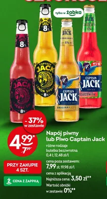 Napój piwny lub piwo Captain Jack różne rodzaje butelka bezzwrotna promocja w Żabka