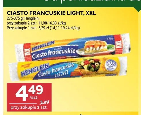 Ciasto francuskie Light Henglein promocja w Stokrotka