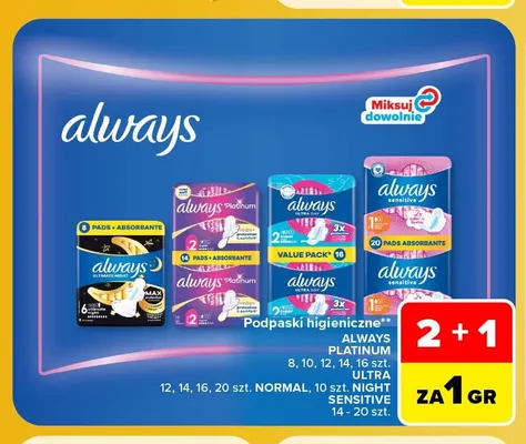 Podpaski higieniczne Always promocja w Carrefour