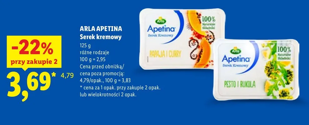 Serek kremowy pesto i rukola Arla Apetina promocja w Lidl