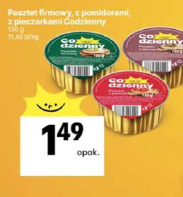 Pasztet firmowy, z pomidorami, z pieczarkami Codzienny 130g promocja w Delikatesy Centrum