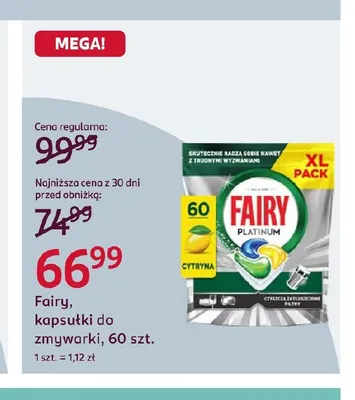 Kapsułki do zmywarki Fairy promocja w Rossmann