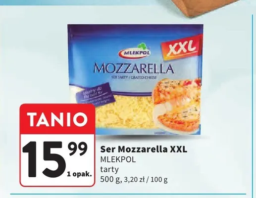 Ser Mozzarella MLEKPOL tarty XXL promocja w Intermarche