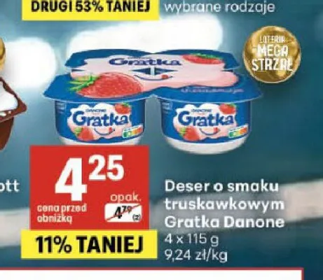Deser o smaku truskawkowym Gratka Danone 4-pak promocja w Delikatesy Centrum