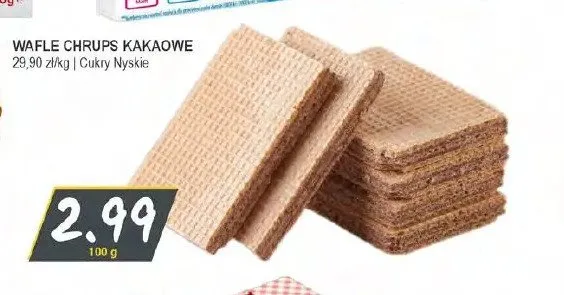 Wafle Chrups kakaowe Cukry Nyskie promocja w Słoneczko