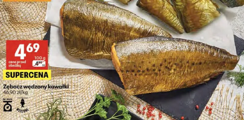 Zębacz wędzony kawałki promocja w Delikatesy Centrum