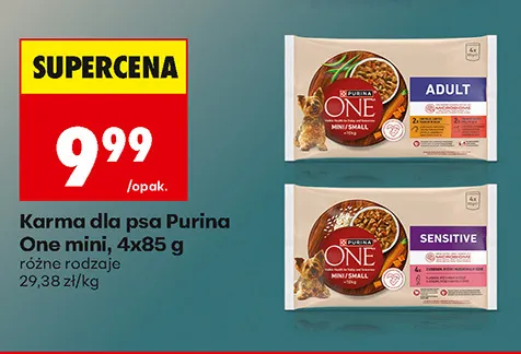 Karma dla psa Purina One Mini Adult 4-pak promocja w Biedronka