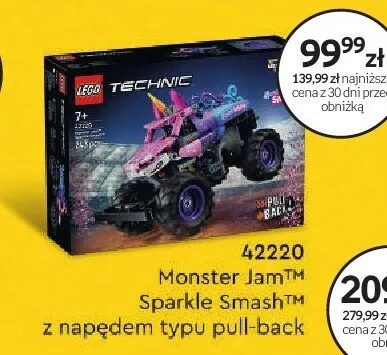 Klocki LEGO Technic 42220 Monster Jam Sparkle Smash z napędem typu pull-back promocja w Empik