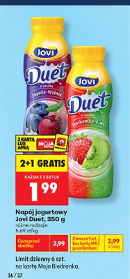 Napój jogurtowy Jovi Duet Truskawka-Kiwi promocja w Biedronka