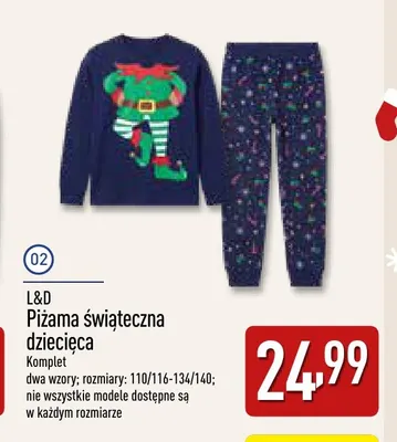 Piżama świąteczna dziecięca L & D promocja w Aldi