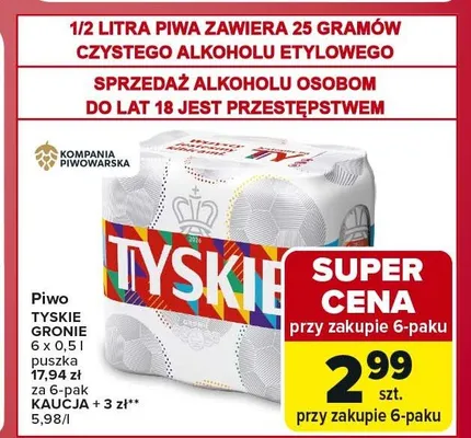 Piwo Tyskie Gronie 6-pak promocja w Carrefour
