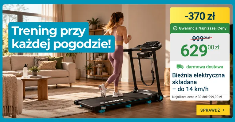 Bieżnia elektryczna składana do 14 km/h G-RUNNER promocja w ERLI