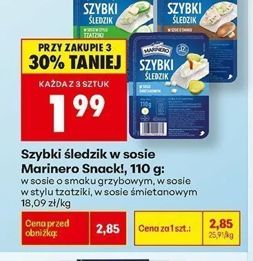 Szybki śledzik w sosie śmietanowym Marinero Snack! promocja w Biedronka