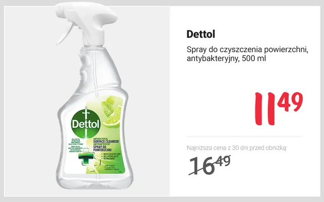 Spray do czyszczenia powierzchni antybakteryjny Dettol promocja w Rossmann