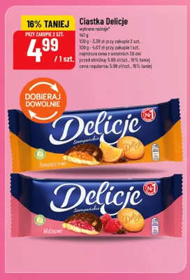 Ciastka Delicje Szampańskie malinowe promocja w POLOmarket