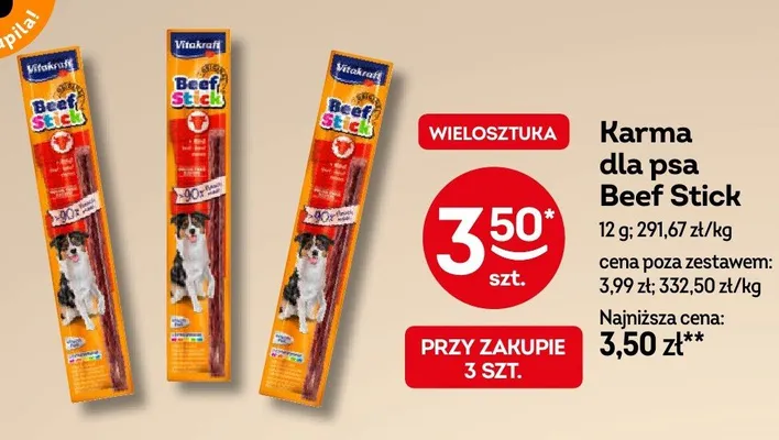 Karma dla psa Beef Stick Vitakraft promocja w Żabka
