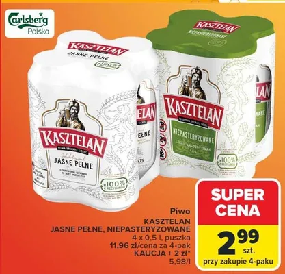 Piwo jasne pełne Kasztelan promocja w Carrefour