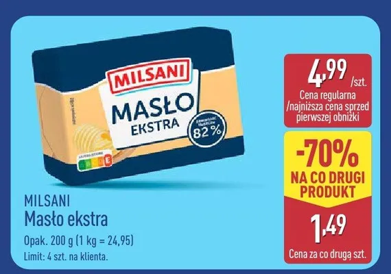 Masło ekstra Milsani promocja w Aldi