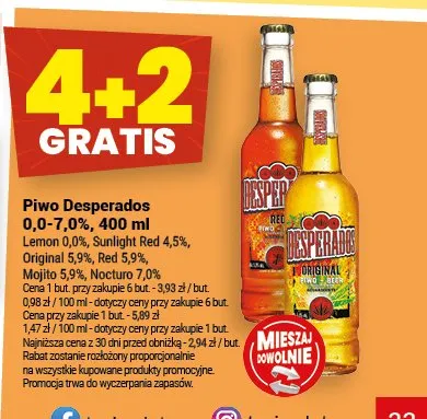 Piwo Desperados Sunlight Red 4.5% promocja w Twój Market