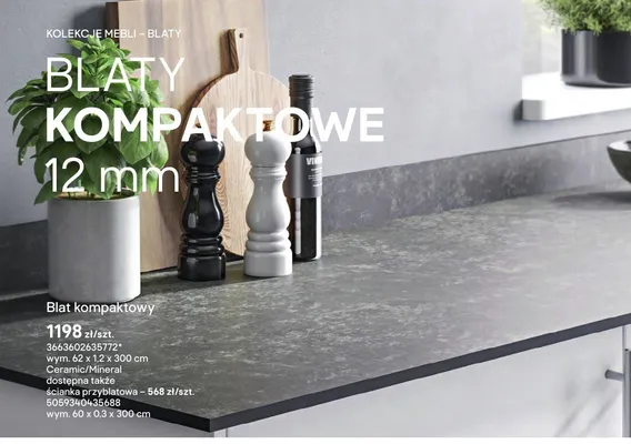 Blat kompaktowy Ceramic/Mineral 62x1,2x300cm promocja w Castorama
