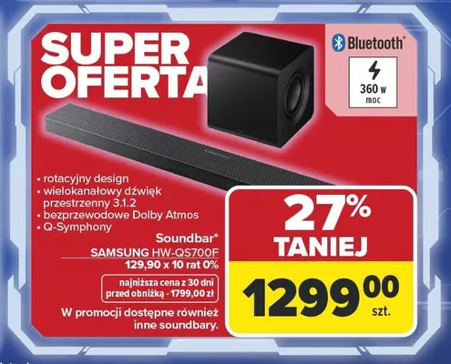 Soundbar SAMSUNG HW-QS700F promocja w Carrefour