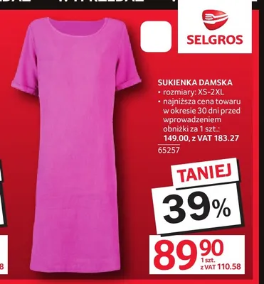 Sukienka damska promocja w Selgros