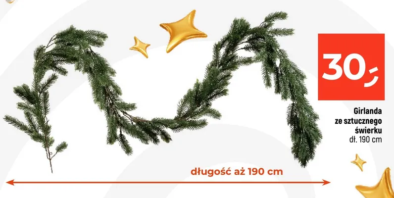 Girlanda ze sztucznego świerku 190 cm promocja w Dealz