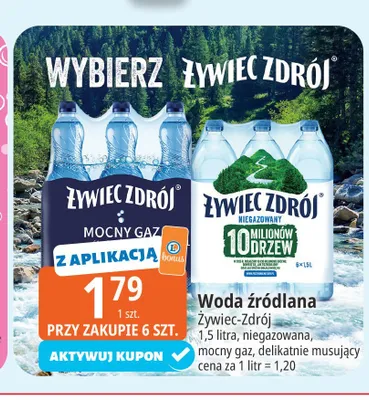 Woda źródlana Żywiec Zdrój delikatnie musujący promocja w Leclerc