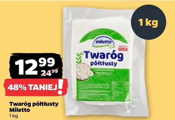Twaróg półtłusty promocja w Netto