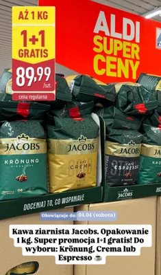 Kawa ziarnista Café Crema promocja w Aldi
