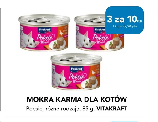 Mokra karma dla kotów Poesie Vitakraft promocja w Aquael zoo
