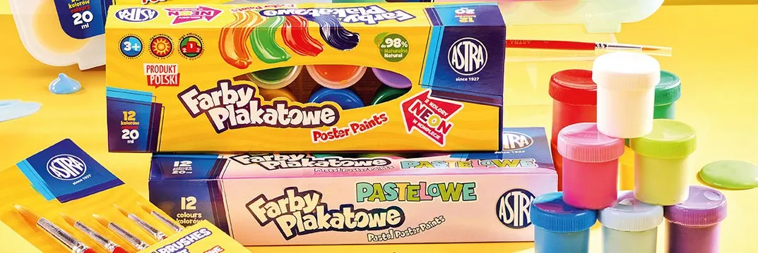 Farby plakatowe Astra klasyczne w pudełku promocja w Biedronka