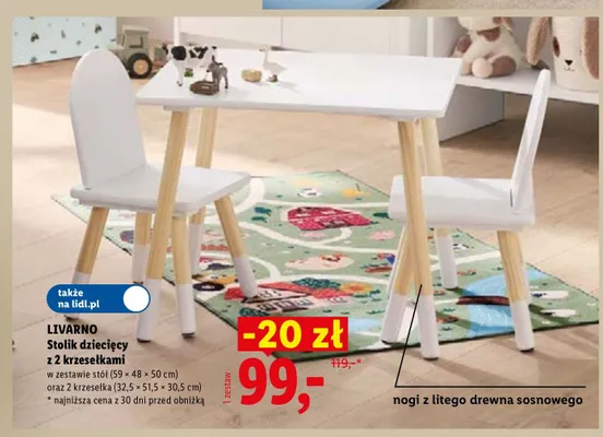 Stolik dziecięcy z 2 krzesełkami Livarno promocja w Lidl