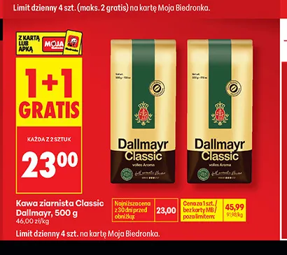 Kawa ziarnista Classic Dallmayr promocja w Biedronka